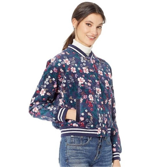 Juicy Couture Track Velour Quilted Floral Bomber Jacket - Picture 2 of 3